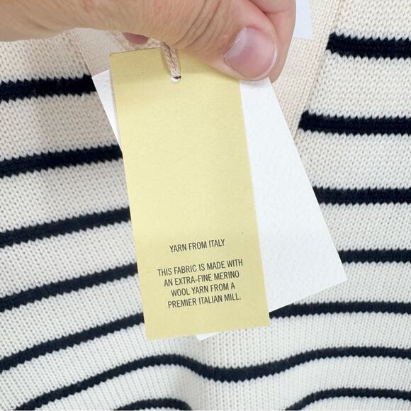 NWT Wilfred Clara Merino Wool Striped V-Neck Sweater In Lt Birch/ Admiral Size S - Picture 12 of 15